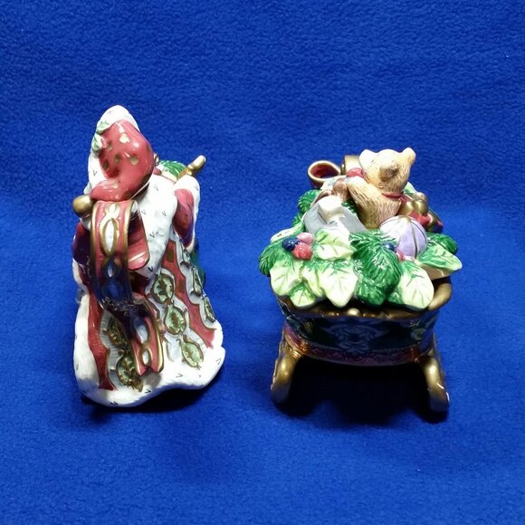 Fitz & Floyd Florentine Christmas Sugar Bowl and Creamer Set 1998 PreOwned AS IS - Picture 6 of 10